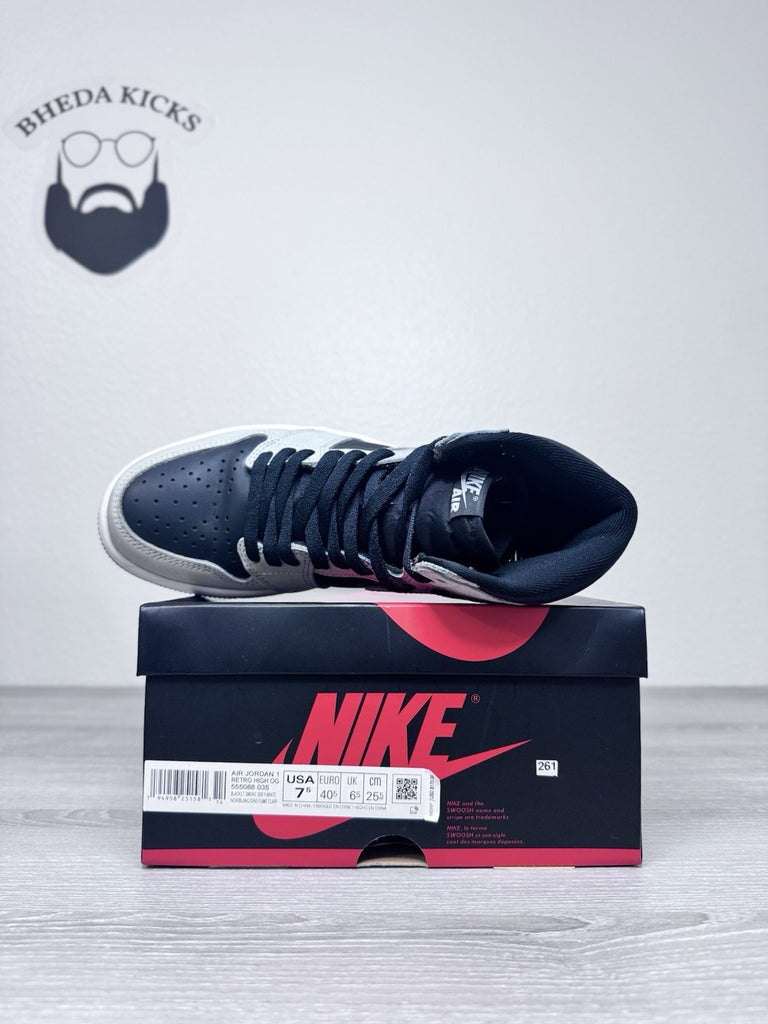 Size 7.5 - Nike Air Jordan 1 Retro High Shadow 2.0 Grey Black 555088-035