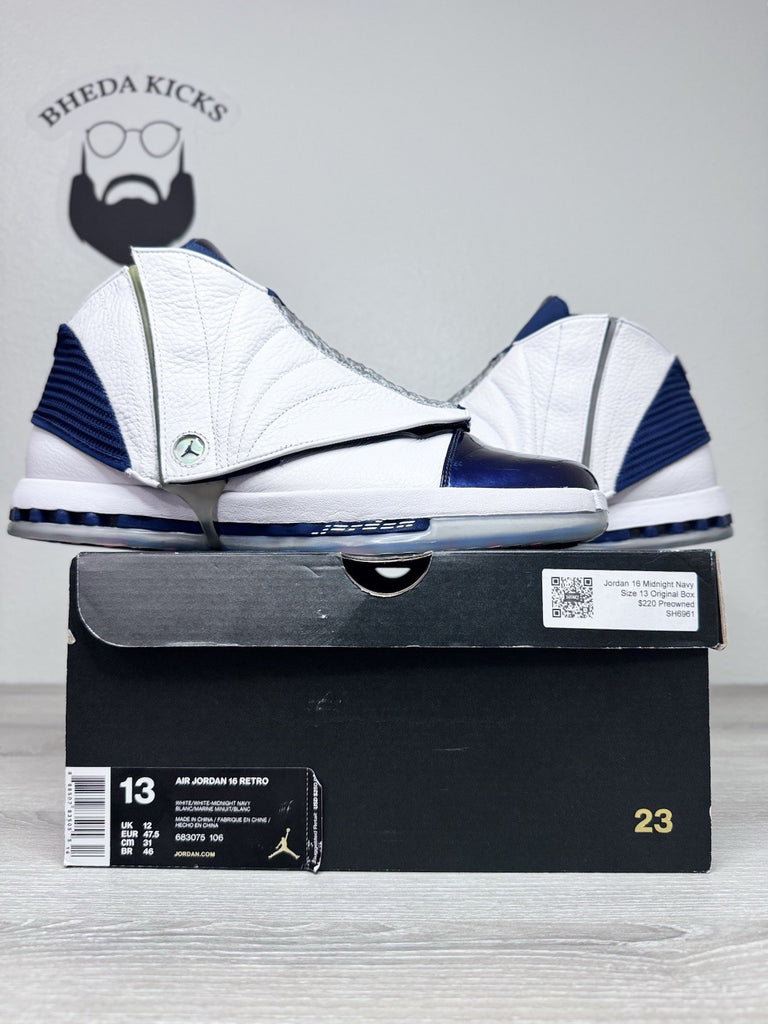 Size 13 - Air Jordan 16 Retro 2016 Midnight Navy 683075-106 Preowned Authentic