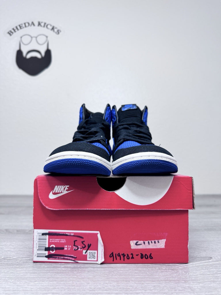 Size 5.5y - Nike Air Jordan 1 Retro High Flyknit Royal Blue GS 919702-006 2017
