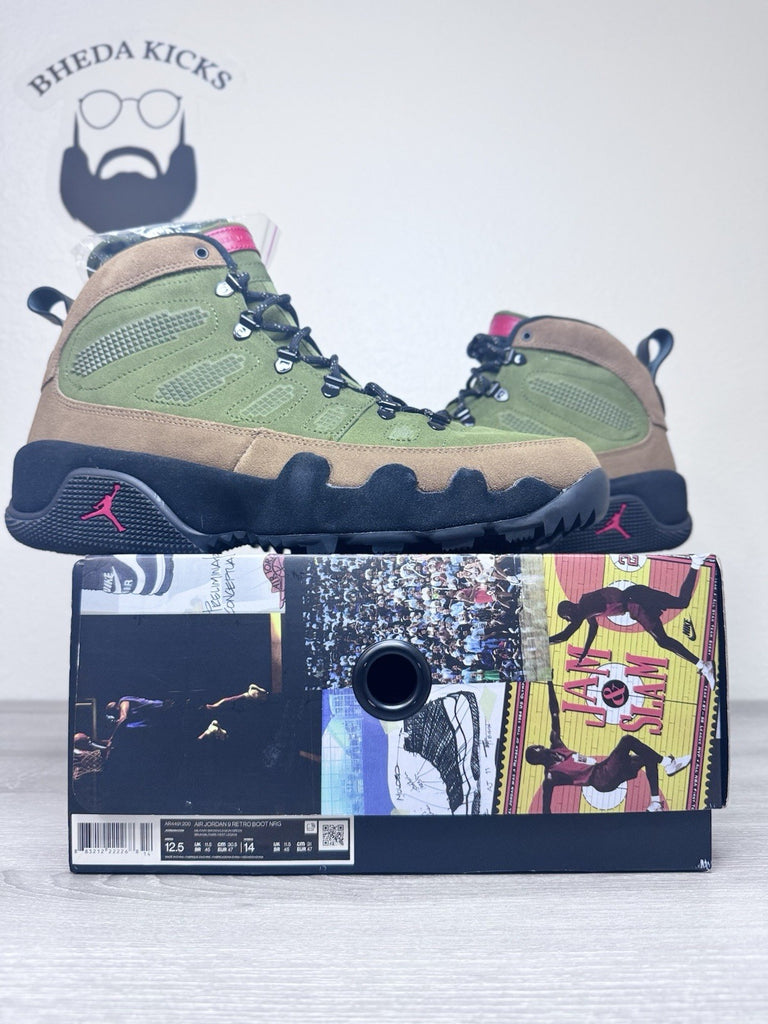 Size 12.5 - Jordan 9 Retro Boot NRG Military Brown Legion Green AR4491-200 New