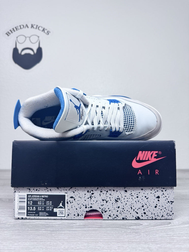 Size 12 - Nike Air Jordan 4 Retro Shoes Preowned Military Blue FV5029-141