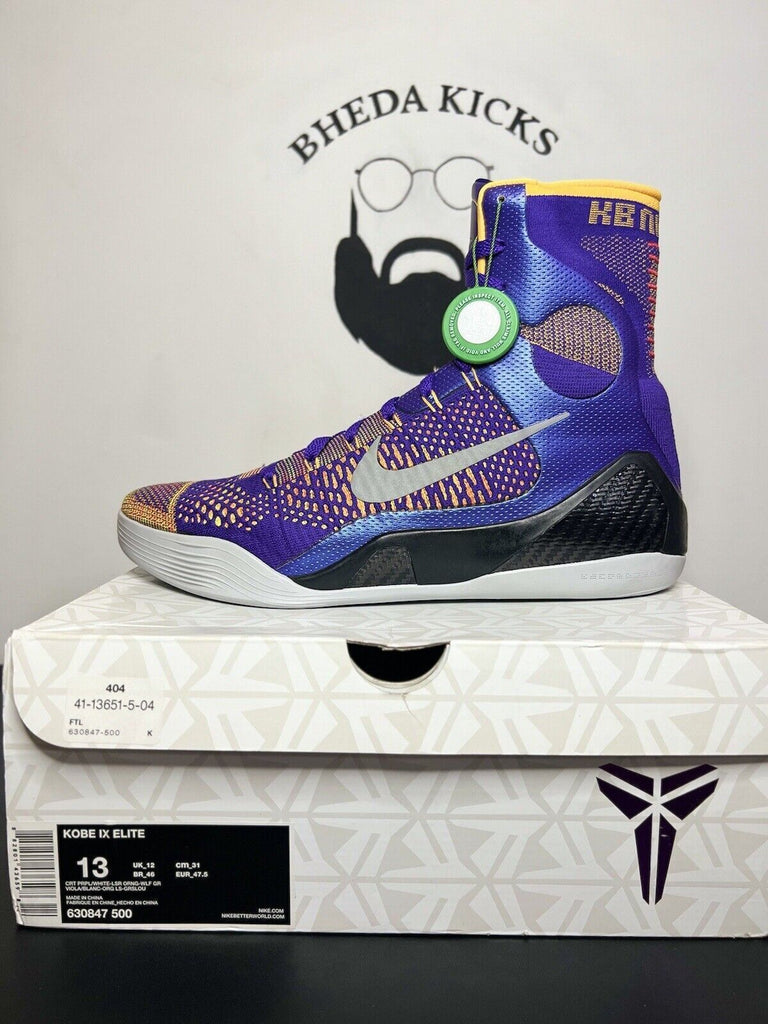 Nike Kobe 9 IX Elite Showtime Team Collection Lakers 630847-500 Size 13 NEW 2014