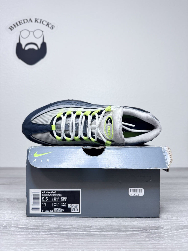 Size 9.5 - Nike Air Max 95 OG 2020 Neon CT1689-001 Preowned Authentic Og