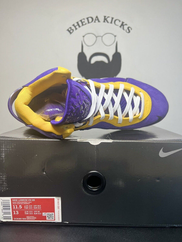 Nike LeBron VIII 8 Lakers QS Court Purple Yellow DC8380-500 Men’s Size 11.5 Og