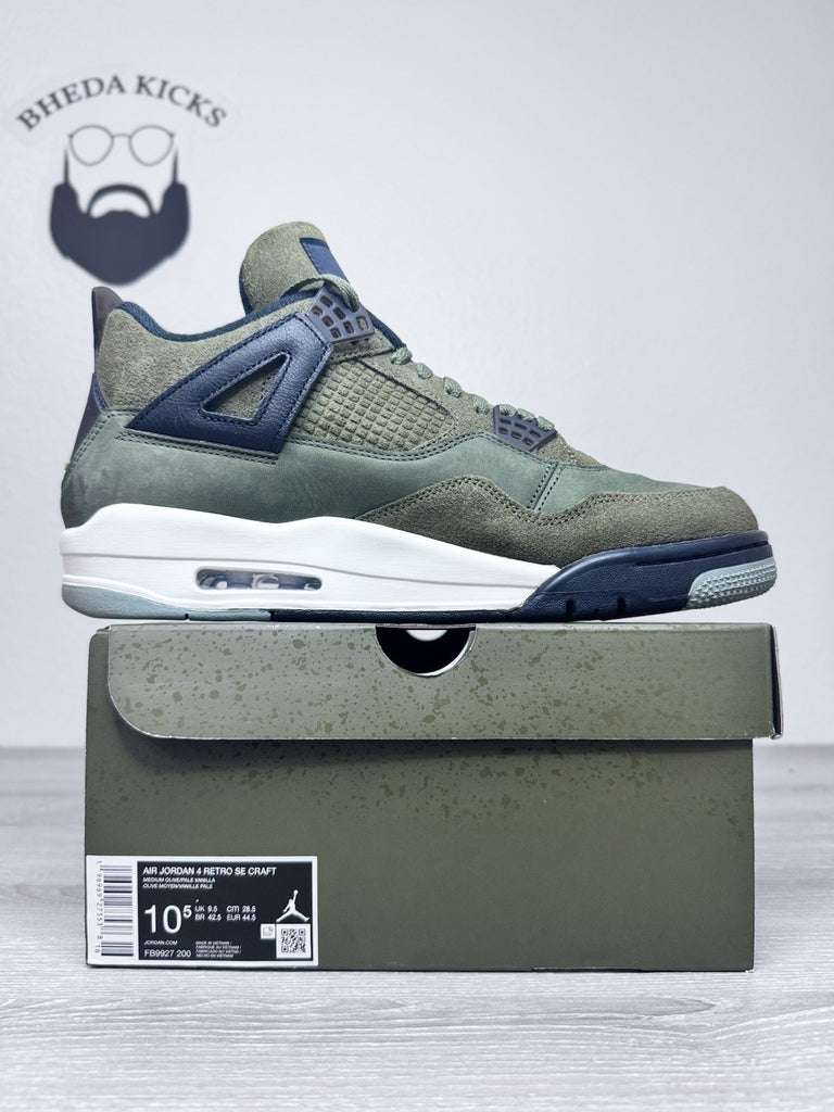 Size 10.5 - Nike Air Jordan 4 Retro Craft Olive FB9927-200 OG Bred Green Cement