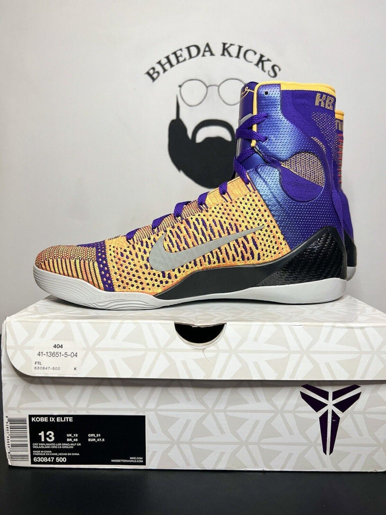 Nike Kobe 9 IX Elite Showtime Team Collection Lakers 630847-500 Size 13 NEW 2014