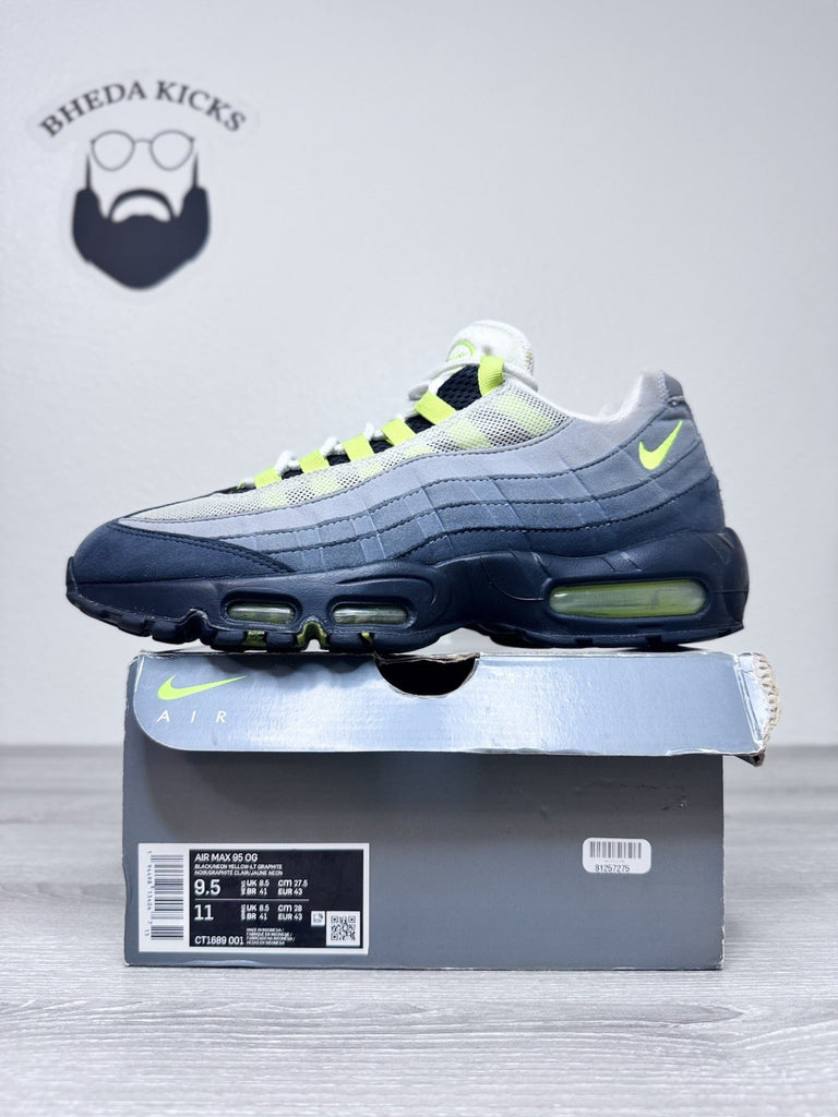 Size 9.5 - Nike Air Max 95 OG 2020 Neon CT1689-001 Preowned Authentic Og