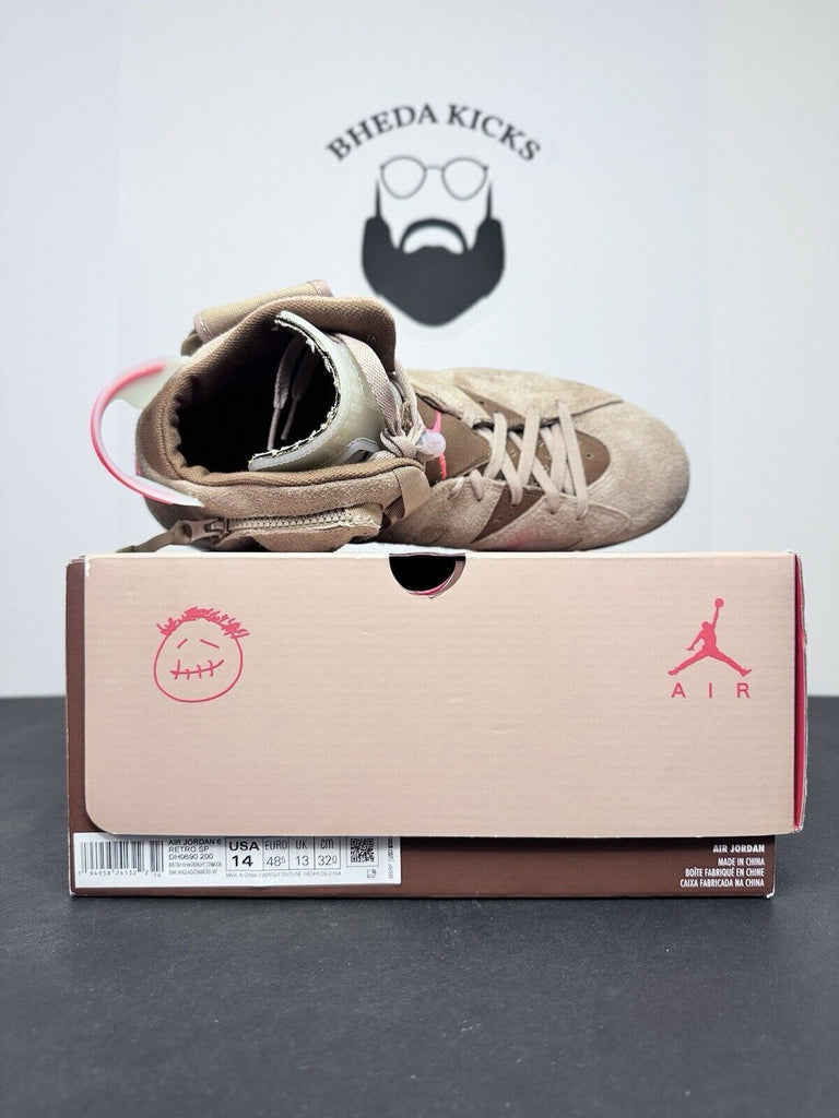 Travis Scott x Air Jordan 6 Retro 'British Khaki' DH0690-200 Mens’s Size 14