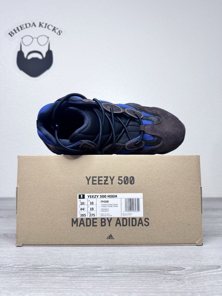 Size 10.5 - adidas Yeezy 500 High Tyrian Blue Black FY4269 Sneaker Preowned