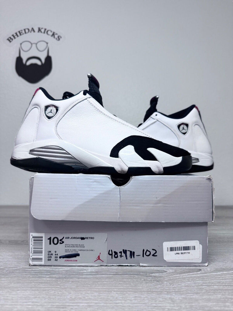 Size 10.5 - Air Jordan 14 Retro 2014 Black Toe 487471-102 Preowned Authentic