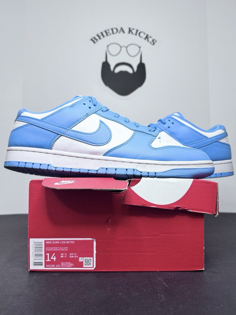 Nike Dunk Low University Blue UNC DD1391-102 Preowned Authentic Men’s Size 14