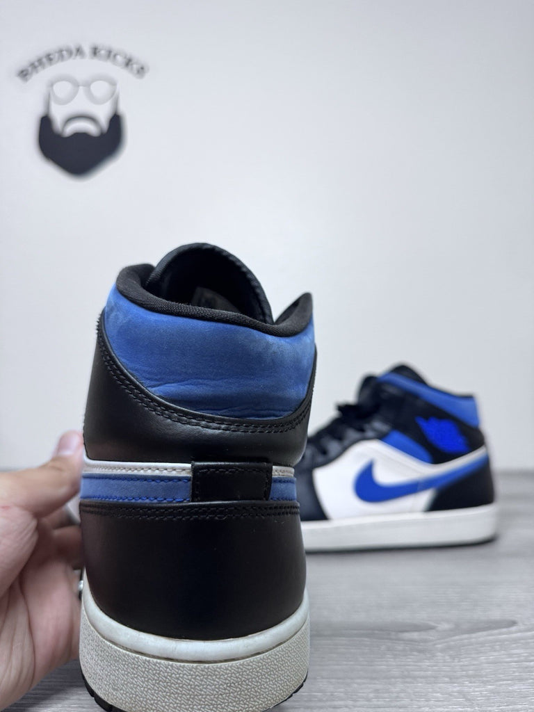 Size 9.5 - Nike Jordan 1 Mid White Black Racer Blue Men's Sneakers 554724-140