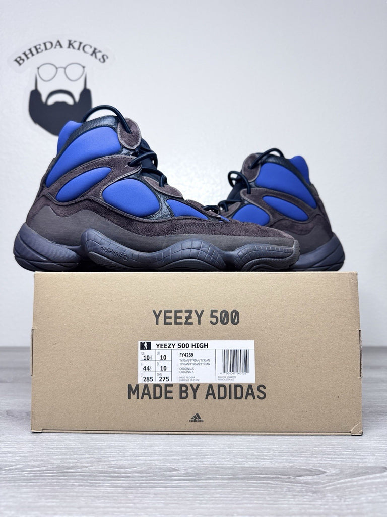 Size 10.5 - adidas Yeezy 500 High Tyrian Blue Black FY4269 Sneaker Preowned