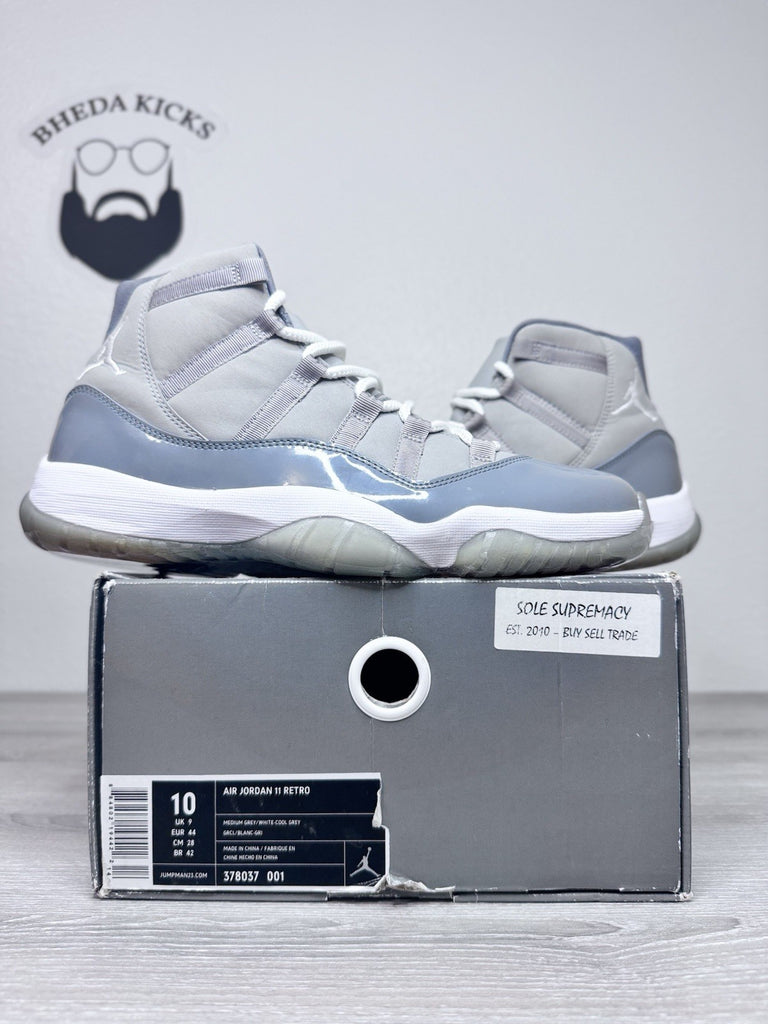Size 10 - Nike Air Jordan 11 XI Retro Cool Grey 2010 Grey White 378037-001 PADS