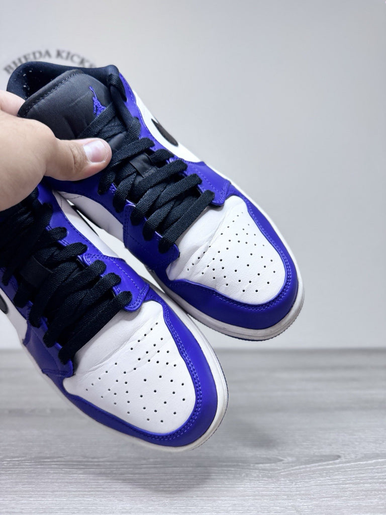 Size 9.5 - Jordan 1 Low Court Purple White 553558-500 Preowned Authentic Og