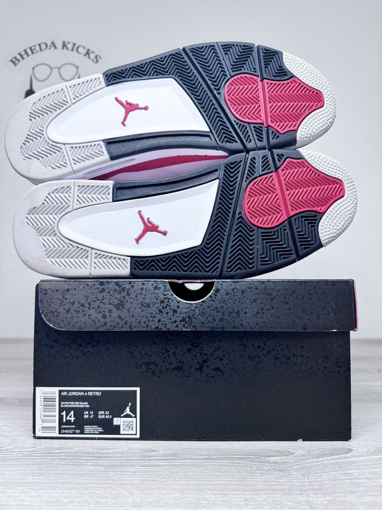 Size 14 - Nike Air Jordan 4 Retro White Fire Red Black DH6927-161 Red Cement