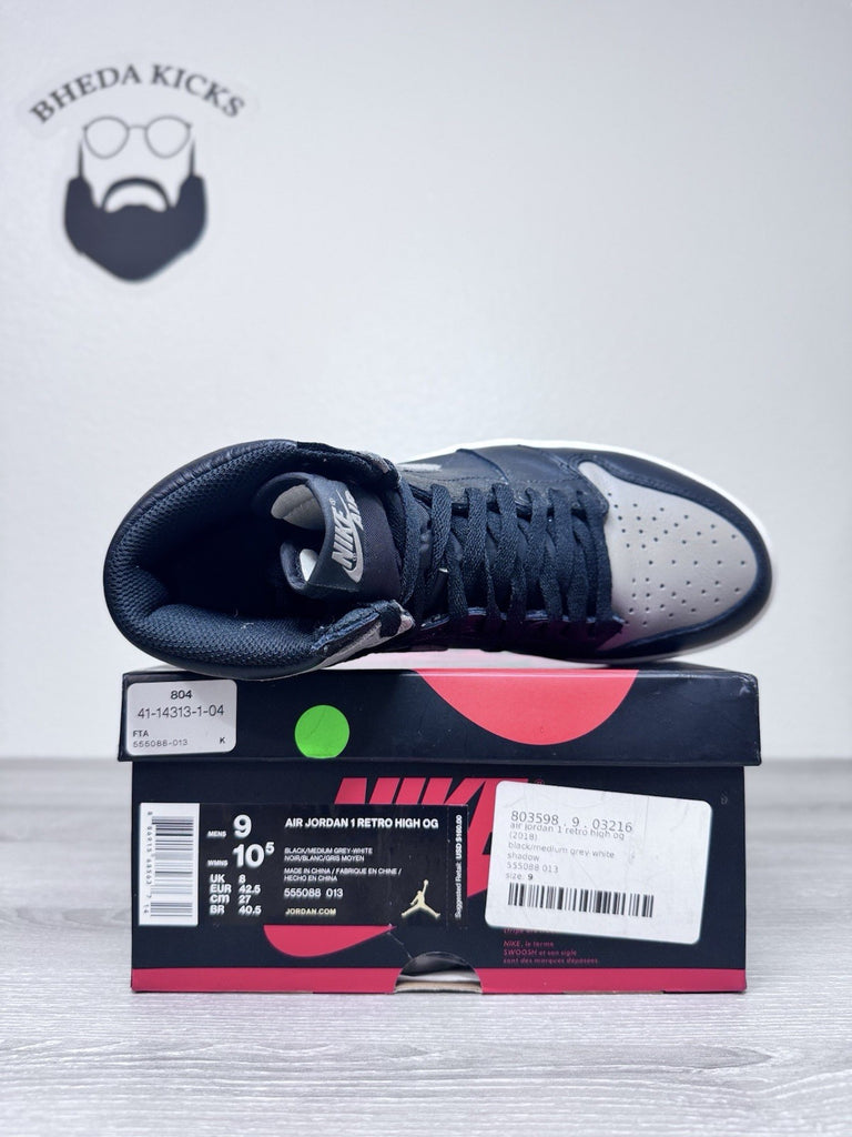Size 9 - Jordan 1 Retro OG High Shadow 555088-013 Black White Authentic Worn 1x