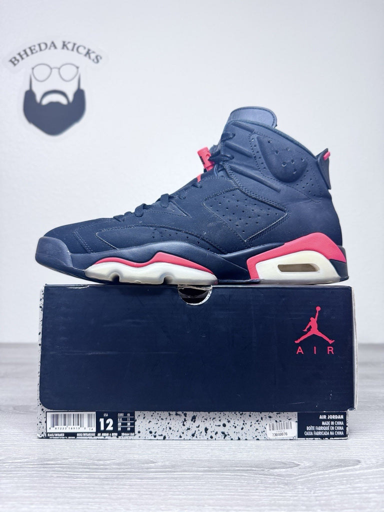 Size 12 - Air Jordan 6 Retro Infrared Black Mens Preowned 384664-060 Rare