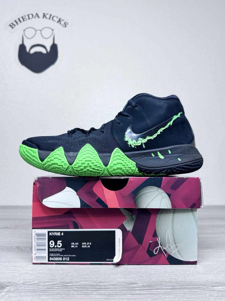 Size 9.5 - Nike Kyrie 4 Halloween Sneakers Black Green 943806-012 Preowned