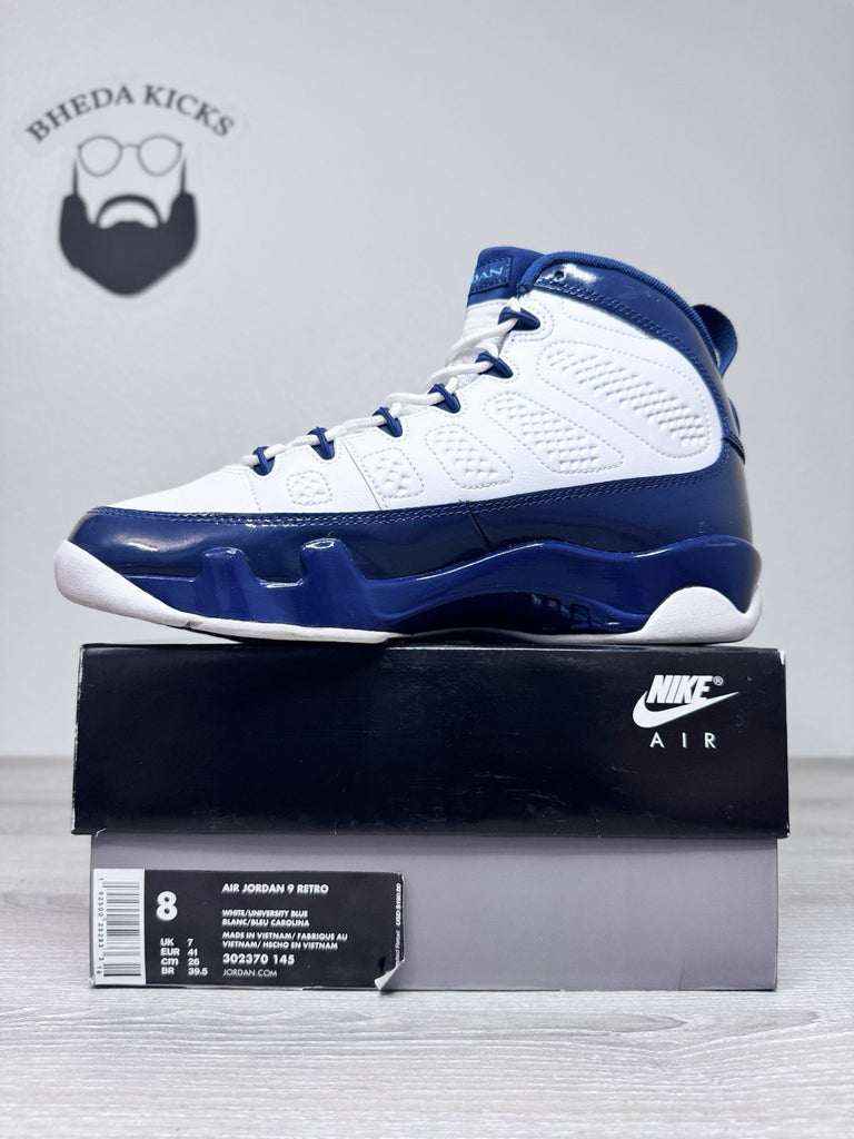 Size 8 - Air Jordan 9 Retro UNC Blue White Leather (302370-145) Preowned Clean
