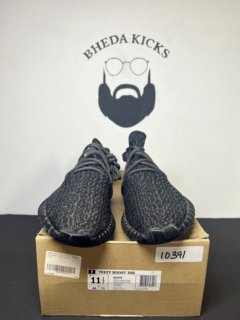 Size 11.5 Adidas Yeezy Boost 350 V1 Pirate Black 2015 AQ2659 Preowned Rare Og