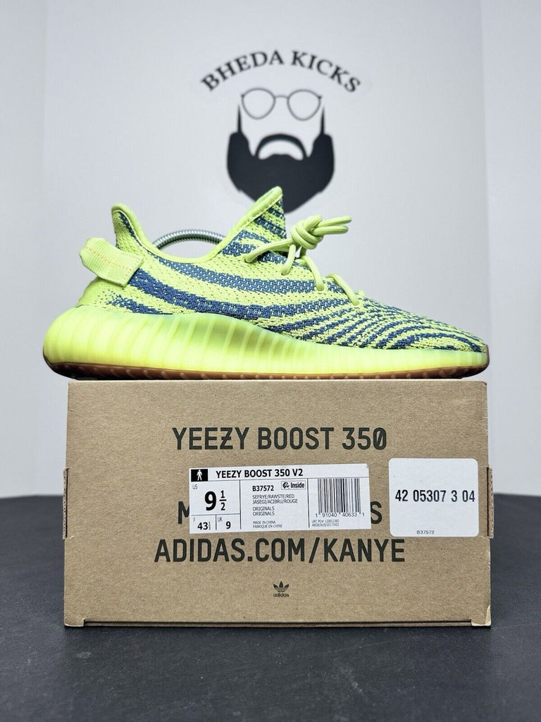 Adidas Yeezy Boost 350 V2 Semi Frozen Yellow Green B37572 Men’s Size 9.5