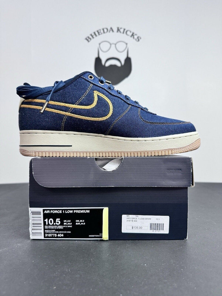 NEW Nike Air Force 1 Low Premium Denim Gum Limited Edition 318775-404 Size 10.5