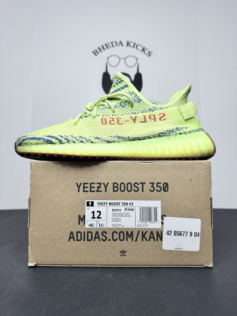 Adidas Yeezy Boost 350 V2 Semi Frozen Yellow Green B37572 Men’s Size 12