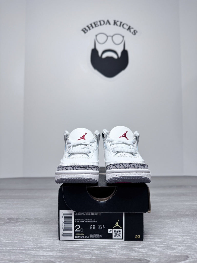 Size 2C - Nike Air Jordan 3 Retro (Td) Reimagined Summit White-Red [DM0968-100]