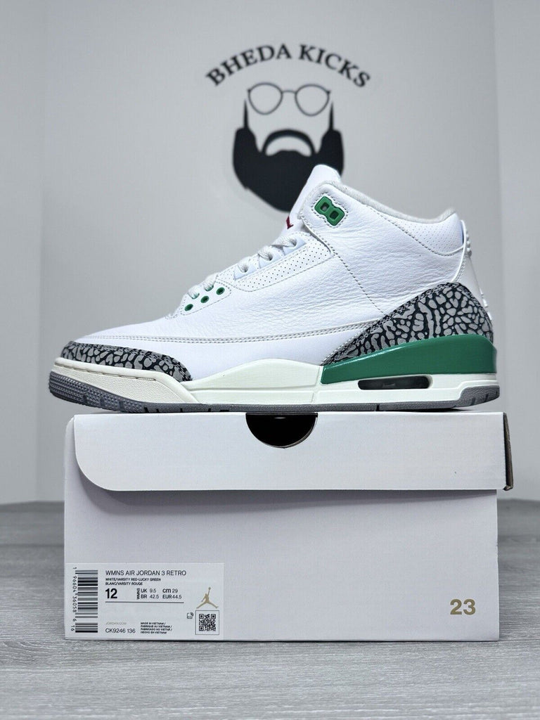 Size 12 W (10.5 Men’s) - Air Jordan 3 Retro Lucky Green Preowned CK9246-136