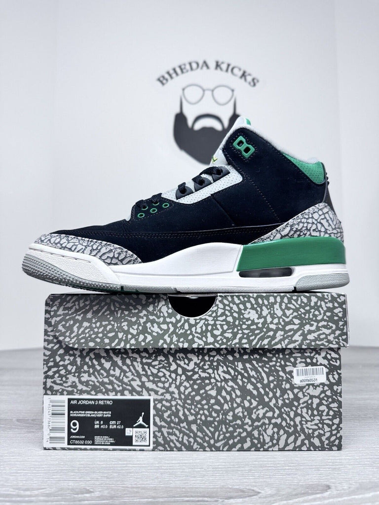 Size 9 And - Jordan 3 Retro Pine Green 2021 CT8532-030 Preowned Og Authentic