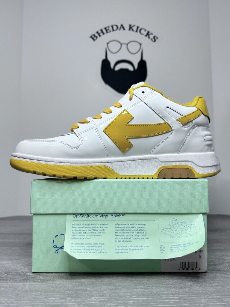 Size 11 (44 EU) - Off-white Out of Office Low White Yellow Patent Leather