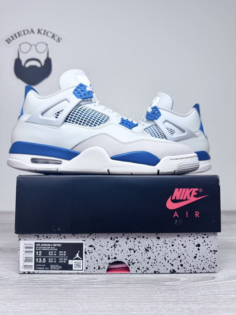 Size 12 - Nike Air Jordan 4 Retro Shoes Preowned Military Blue FV5029-141