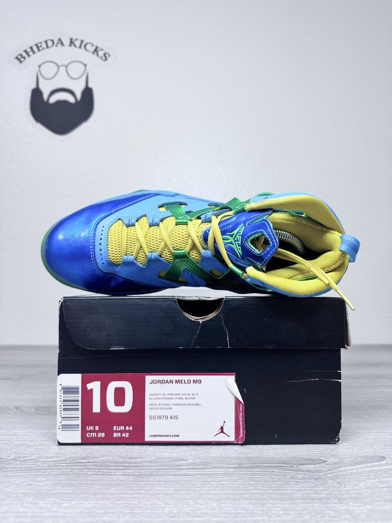 Size 10 - Nike Jordan Melo M9 Men's Poision Green Blitz Vivid Blue 551879-415
