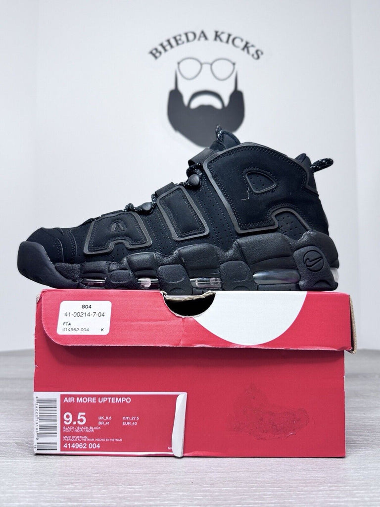 Size 9.5 - Nike Air More Uptempo Reflective Black Men's Shoes 414962-004