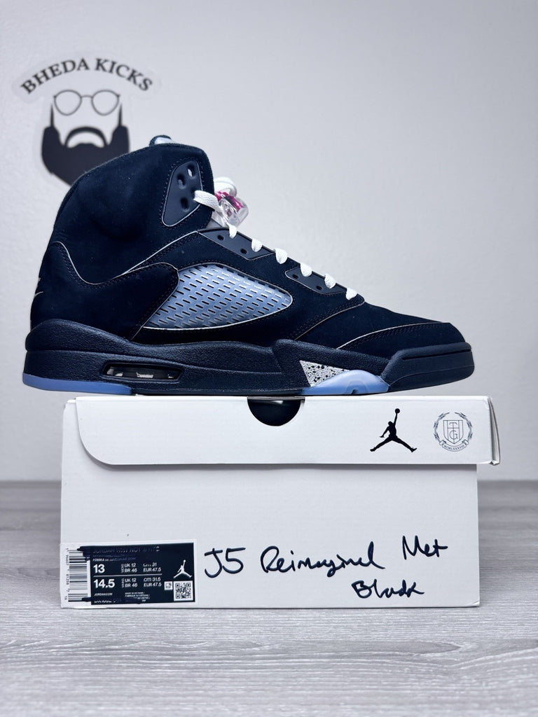 Size 13 - Air Jordan 5 Black Metallic Reimagined Sneakers HF3975-001 Preowned