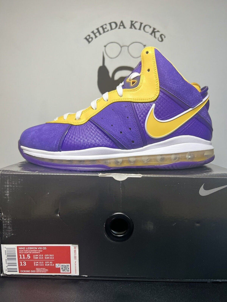 Nike LeBron VIII 8 Lakers QS Court Purple Yellow DC8380-500 Men’s Size 11.5 Og