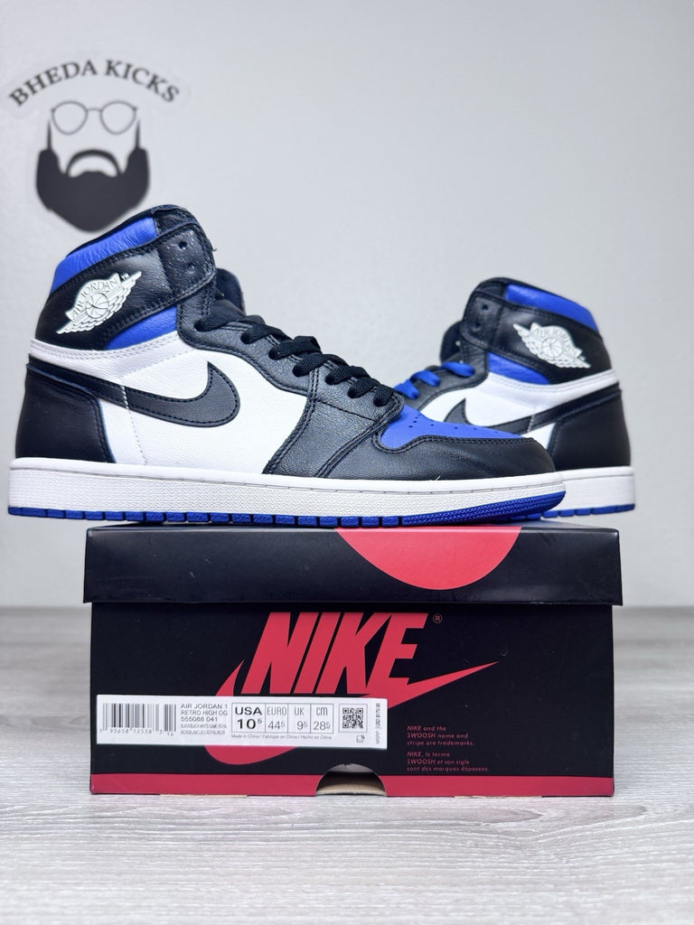 Size 10.5 -Nike Air Jordan 1 Retro High OG Royal Toe Blue White Black 555088-041