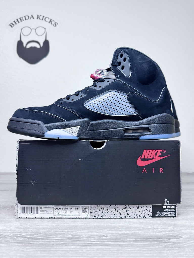 Size 13 - Air Jordan 5 Black Metallic Reimagined Sneakers HF3975-001 Preowned
