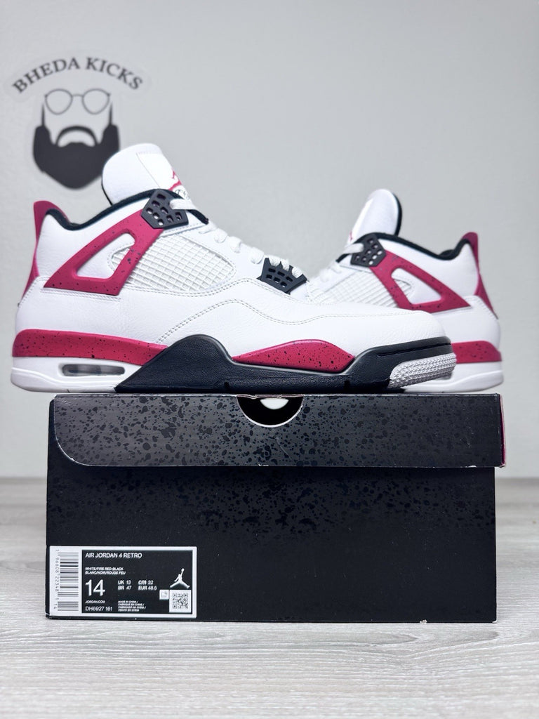Size 14 - Nike Air Jordan 4 Retro White Fire Red Black DH6927-161 Red Cement