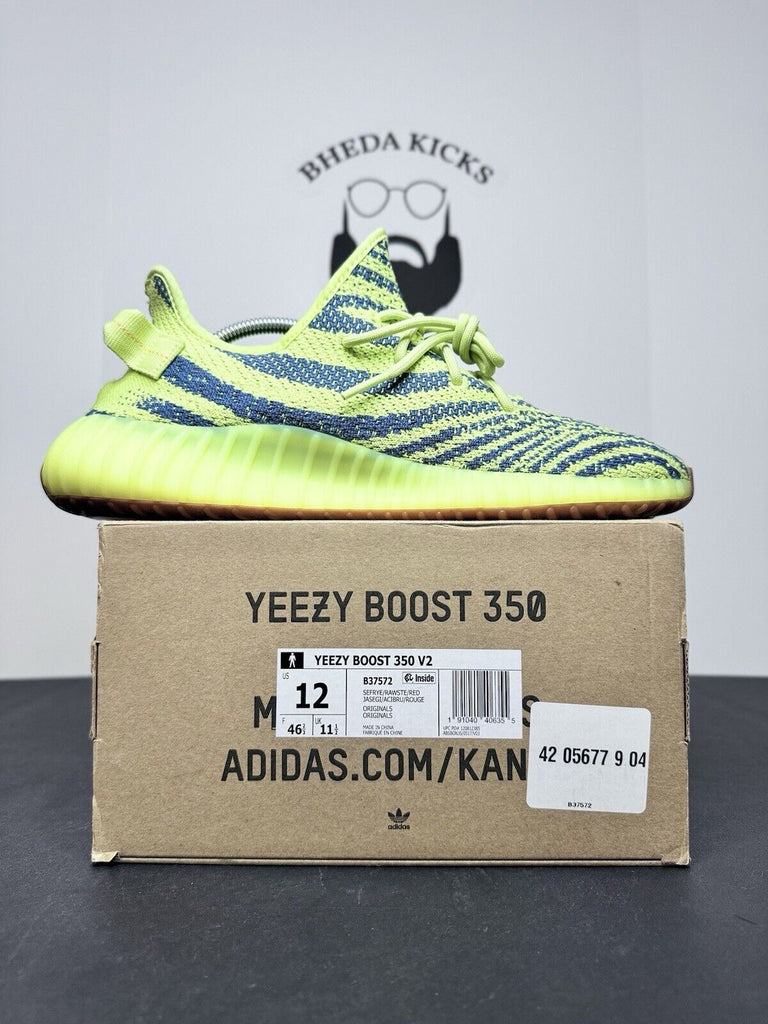 Adidas Yeezy Boost 350 V2 Semi Frozen Yellow Green B37572 Men’s Size 12