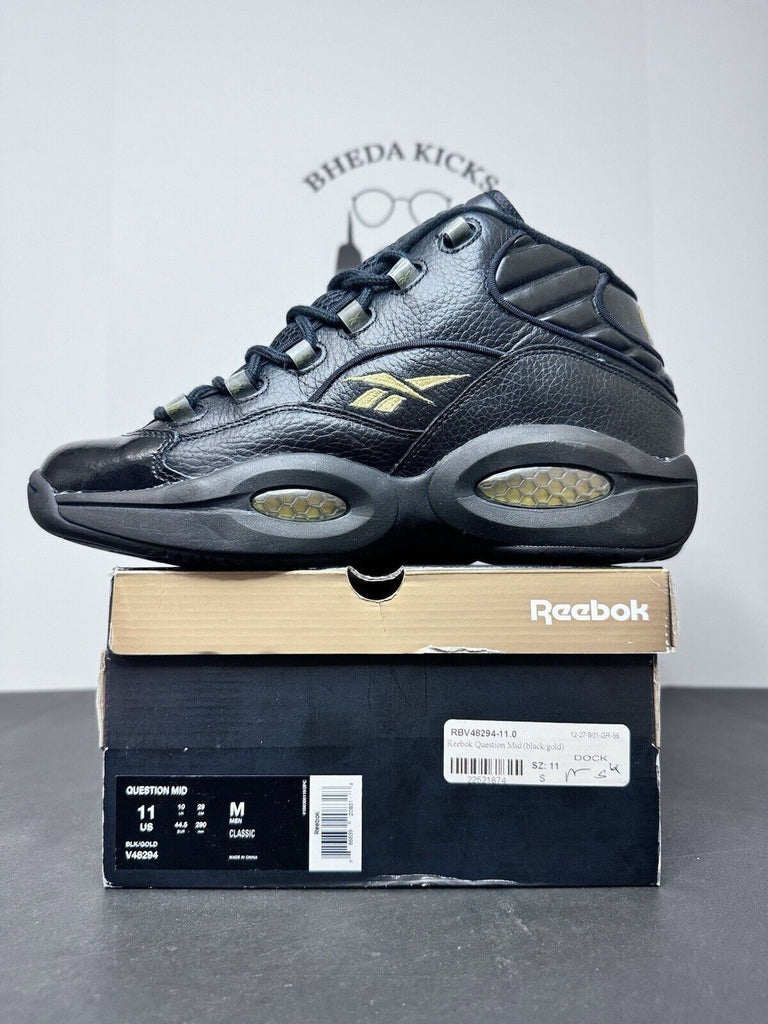 Reebok Question New Years Eve Classic Iverson Black Gold V48294 Men’s Size 11