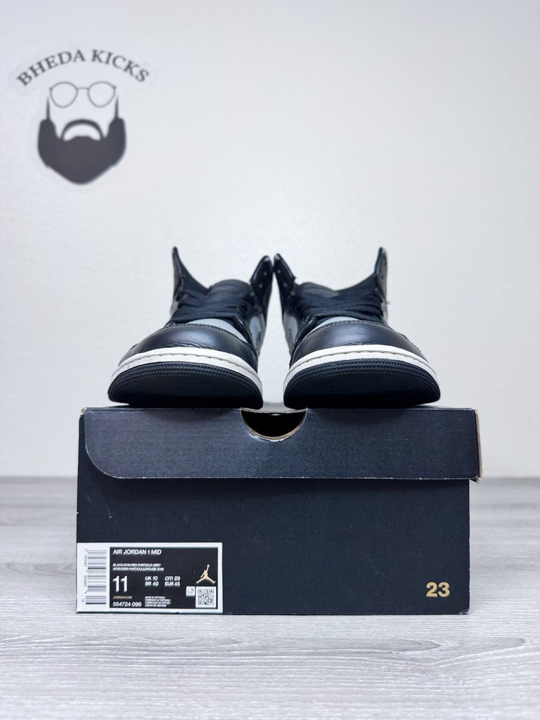 Size 11 - Nike Air Jordan 1 Sneakers Gray Black Basketball Mid Top 554724-096