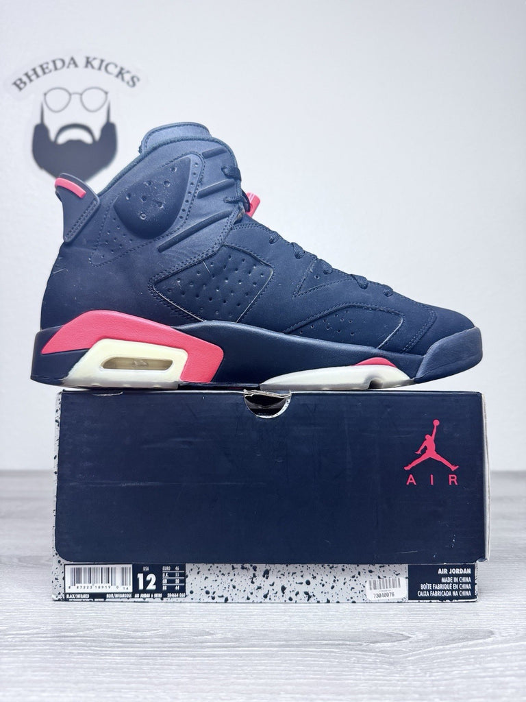 Size 12 - Air Jordan 6 Retro Infrared Black Mens Preowned 384664-060 Rare