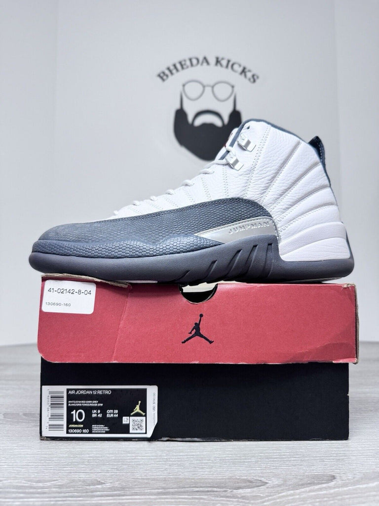 Size 10 - Air Jordan 12 Retro Dark Grey White Grey Leather (130690-160)