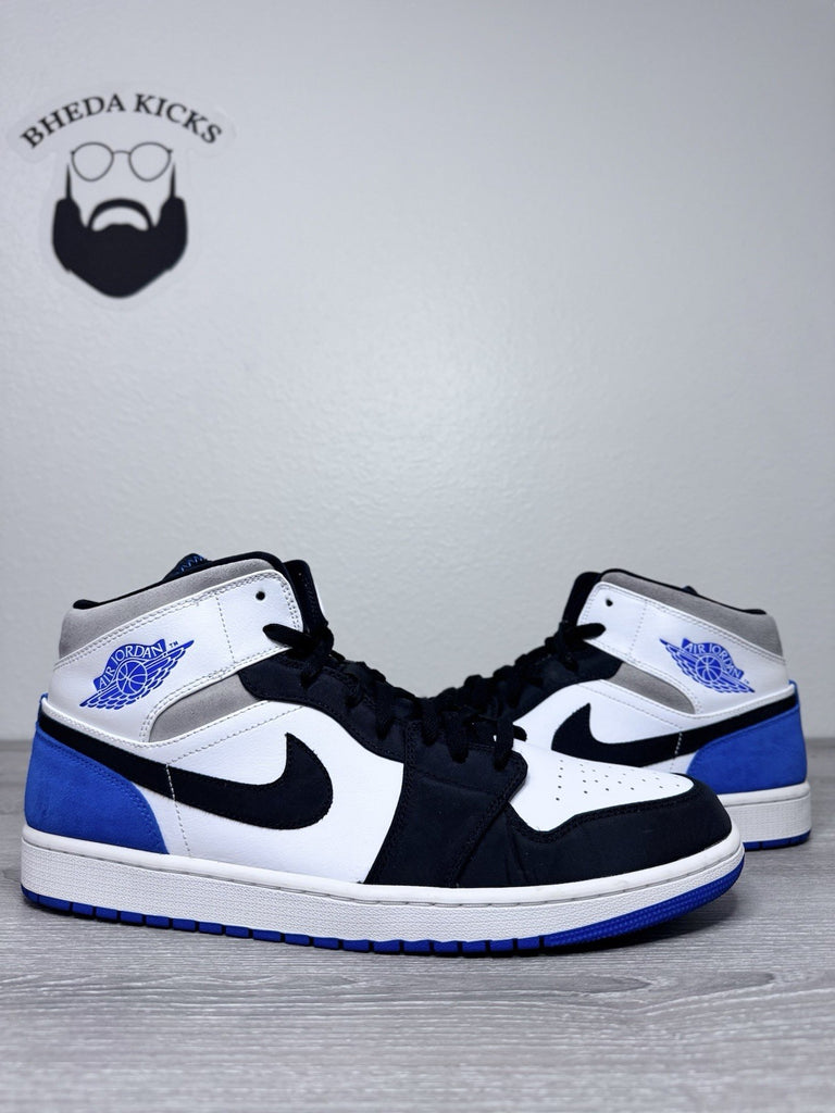 Size 15 - Nike Air Jordan 1 Mid SE Royal Black Toe 852542-102 Preowned