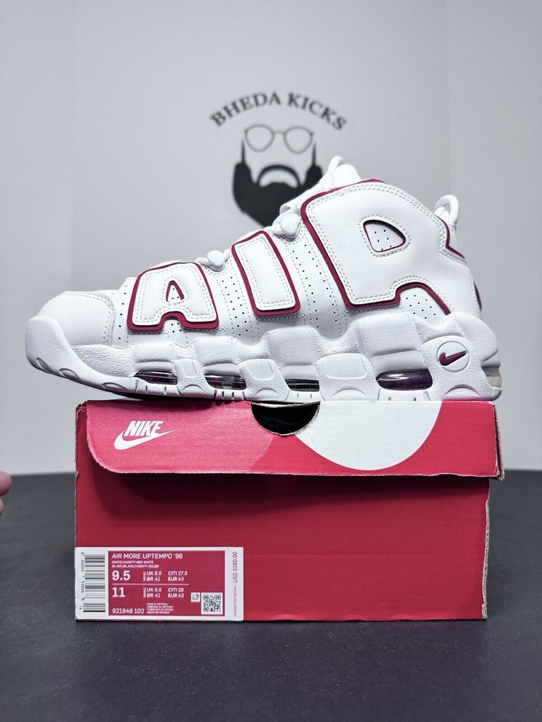 NEW Nike Air More Uptempo '96 White Varsity Red Sneakers 921948-102 Size 9.5