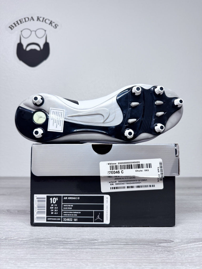 Size 10.5 - Nike Air Jordan 3 D Retro White Cement Football Cleats 324822-161 DS