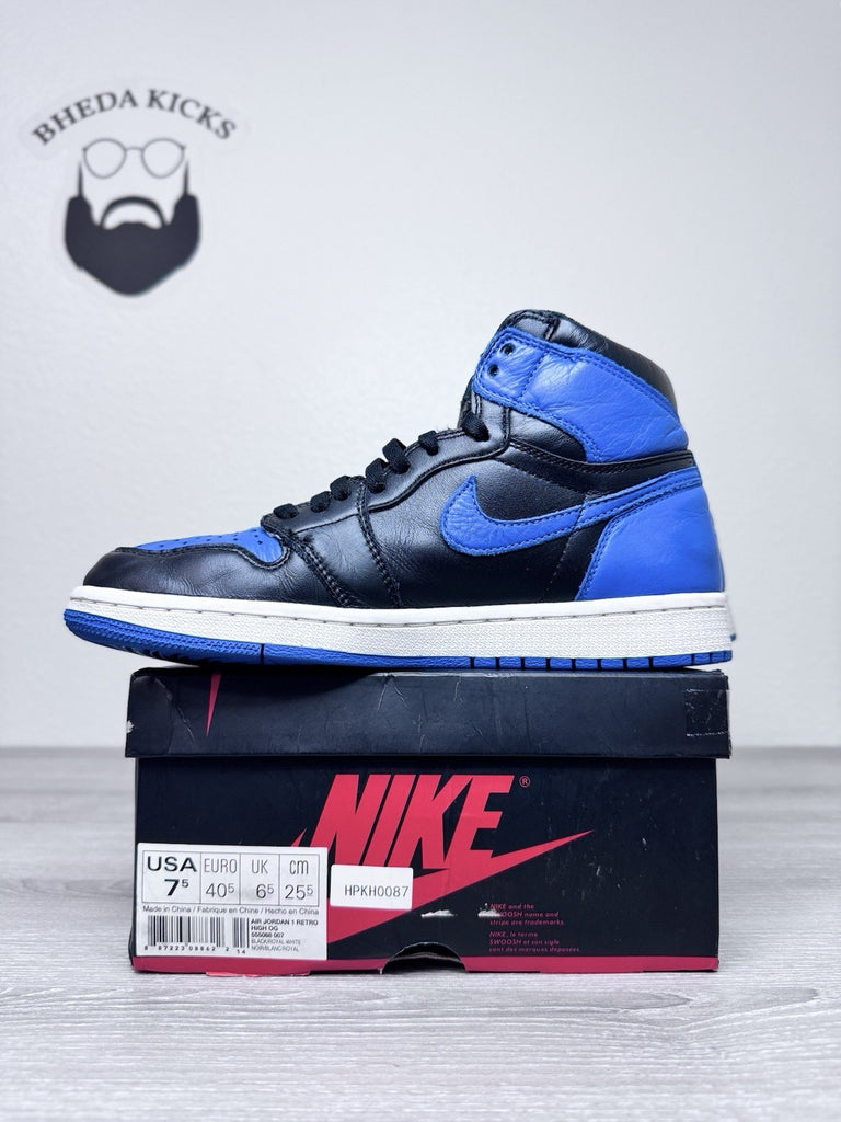 Size 7.5 - Nike Air Jordan 1 High OG Royal Blue Retro Men’s 555088-007 Preowned