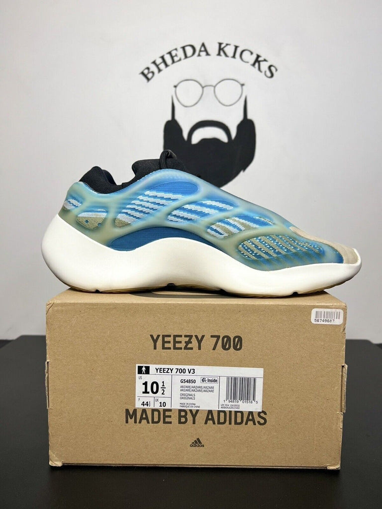 Adidas Yeezy 700 V3 Arzareth Size 10.5 G54854 Black Blue Preowned Og Rare